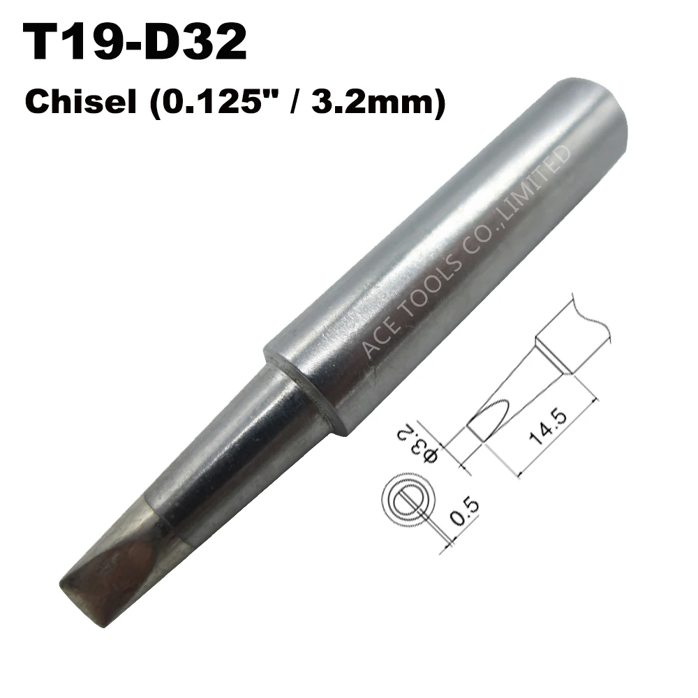 Soldering Tip T19-D32 Screwdriver 3.2mm Replacement Fit for HAKKO FX-601 Lead Free Iron Bit Nozzle Pencil Welding Handle