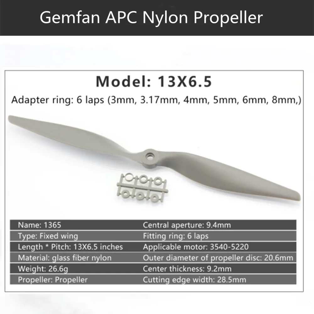 

10PCS/Lot 13inch Propeller 13x6.5 1365 Nylon Electric Propeller Gemfan APC Propeller For RC Airplane Glider Aircraft Propellers