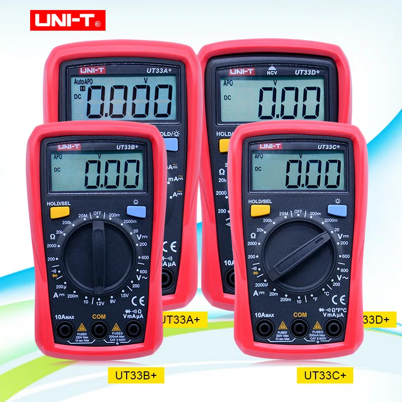 

UNI-T UT33 Series Palm Size Digital Multimeters Professional Electrical Handheld Ammeter Multitester With Backlight Data Hold