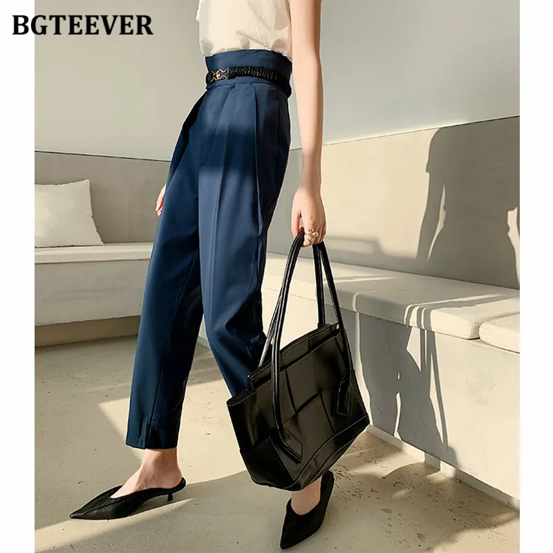 BGTEEVER Elegant High Waist Women Harem Pants Autumn Workwear Loose Female Pants 2020 Office Ladies Trousers