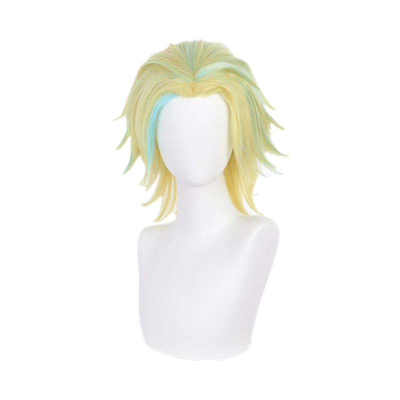 Anime Tokyo Revengers Rindo Haitani Wig Cosplay Costume Heat Resistant Synthetic Hair Highlight Yellow-green Tenjiku Men Women