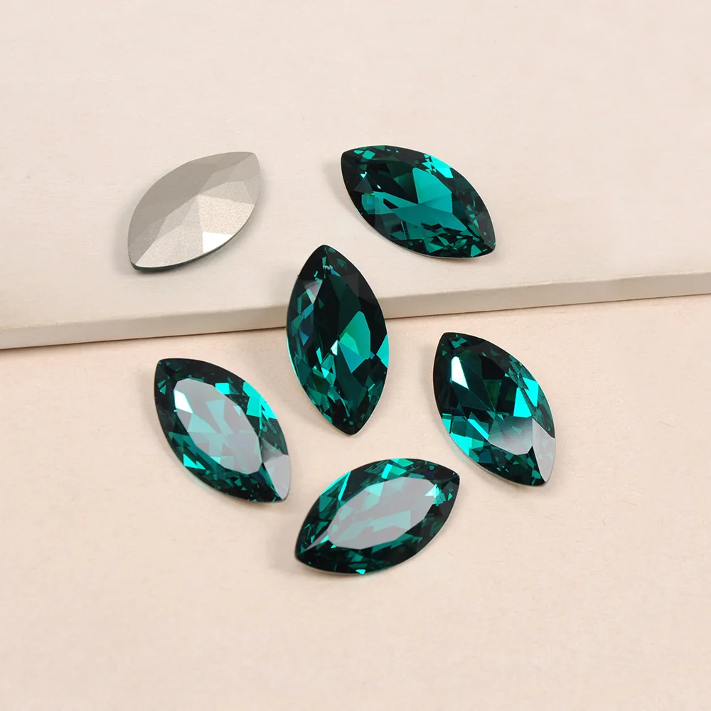 CTPA3bl 4227 Top Quality Fancy Rhinestone Blue Zircon Color Navette Shape 3pcs/pack Bling Stones For 3D DIY Nails Appliques