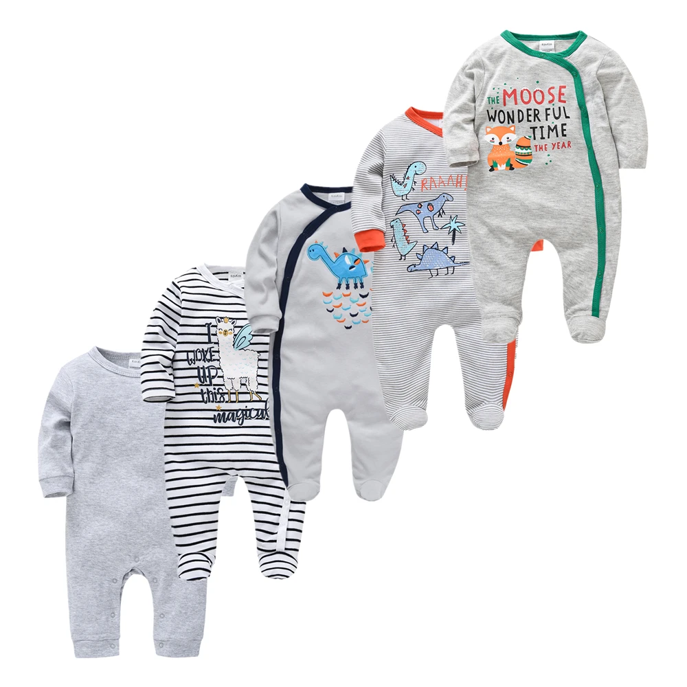 

5pcs newborn baby Pyjamas Cartoon Baby Rompers 2020 Infant Baby Clothes Long Sleeve pajamas Toddler Jumpsuits Baby Boy overalls