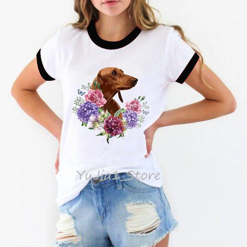 

Dachshund Butterfly Printed Cartoon Tshirt Women Animal Dog Lover T-Shirt Harajuku Summer Top Clothes Punk Tee Shirt Femme