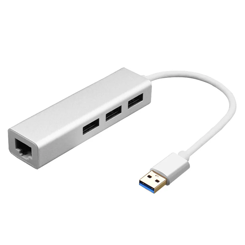 Adaptador Ethernet con 3 puertos USB 2,0, tarjeta de red Lan RJ45, para Mac, iOS, Android, PC, RTL8152, 2,0