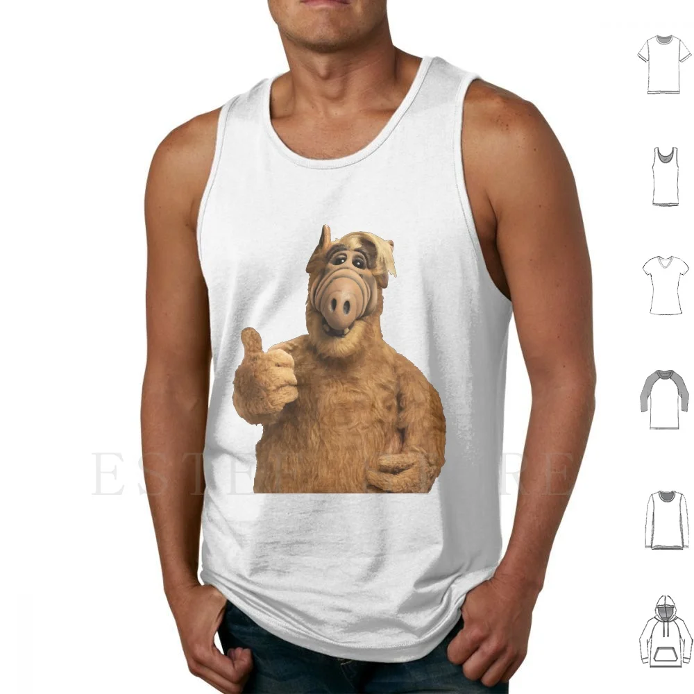 Alf Thumbs Up Tank Tops Vest Science Fiction Action Film Video Game Series Mission Encounter Scifi Sci Fi Adventure 80