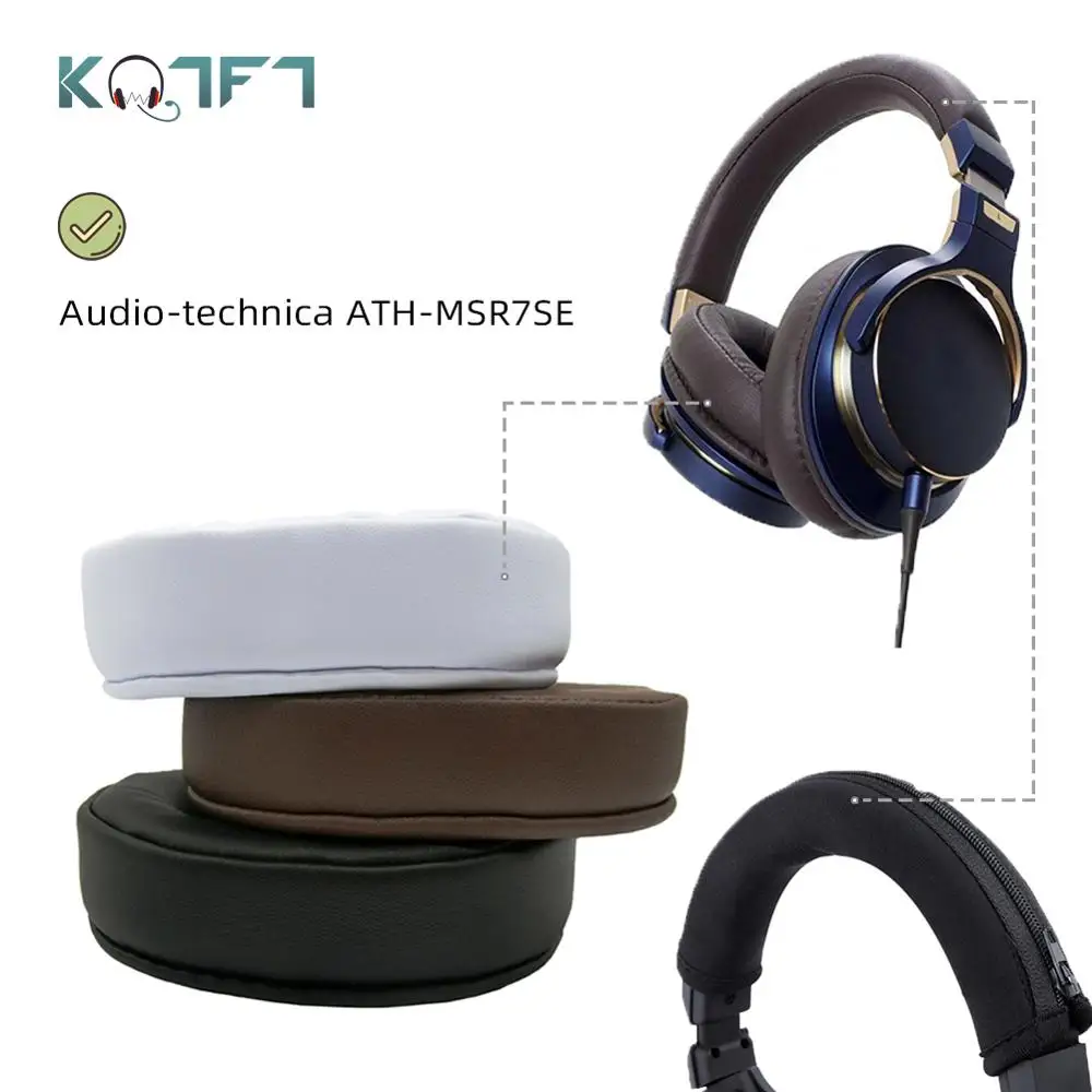 KQTFT Replacement EarPads Headband for Audio-technica ATH MSR7 SE Headset Universal Bumper Earmuff Cover Cushion Cups