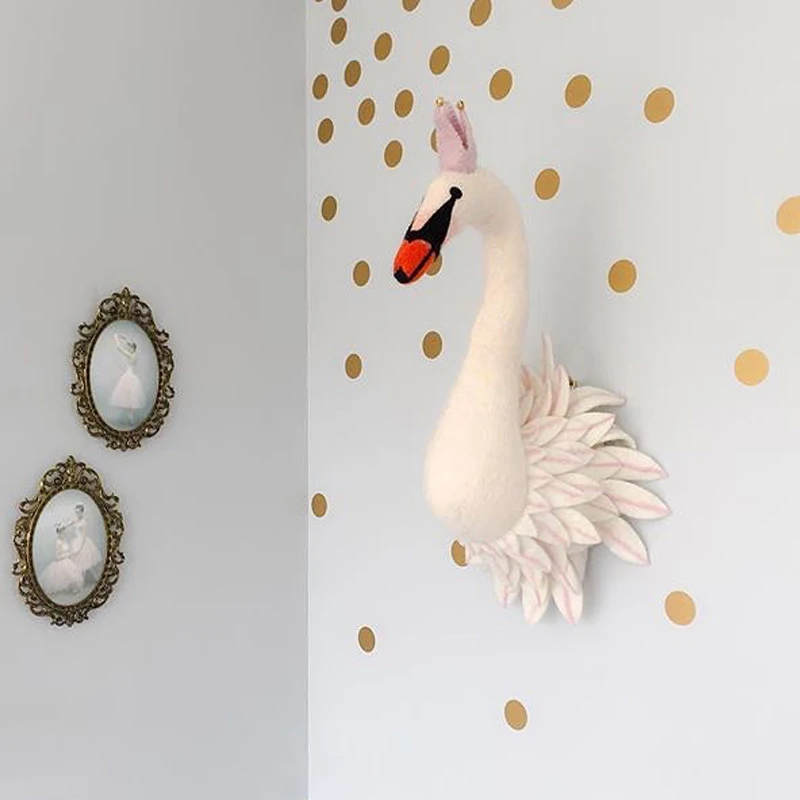 Décoration murale en forme de cygne, poupée en peluche faite à la main, jouets pour enfants, chambre de petite fille, cadeau d'anniversaire ou de mariage