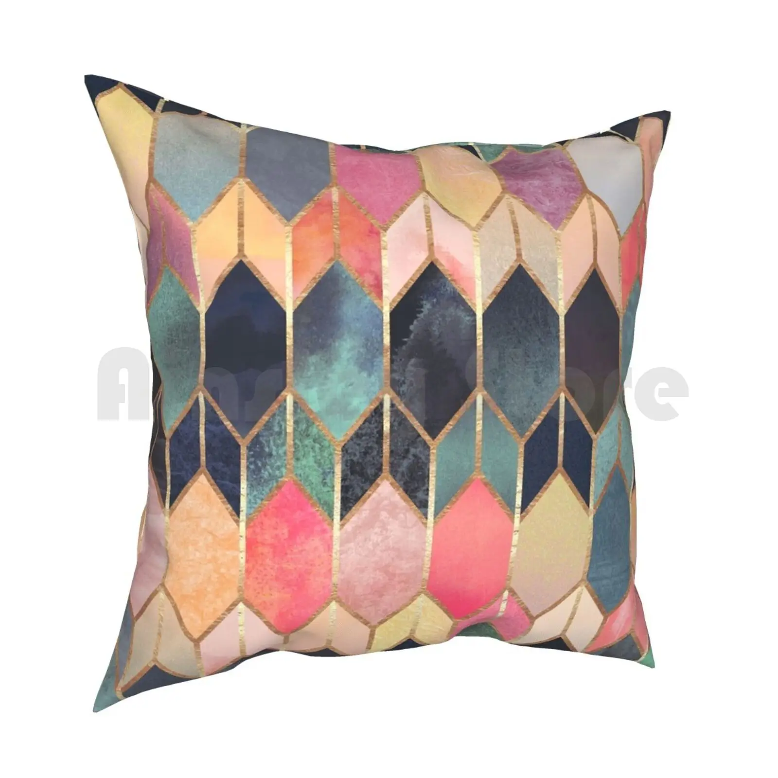 Stained Glass 3 Pillow Case Printed Home Soft Throw Pillow Graphic Pattern Abstract Colorful Geometric Geometric Colors