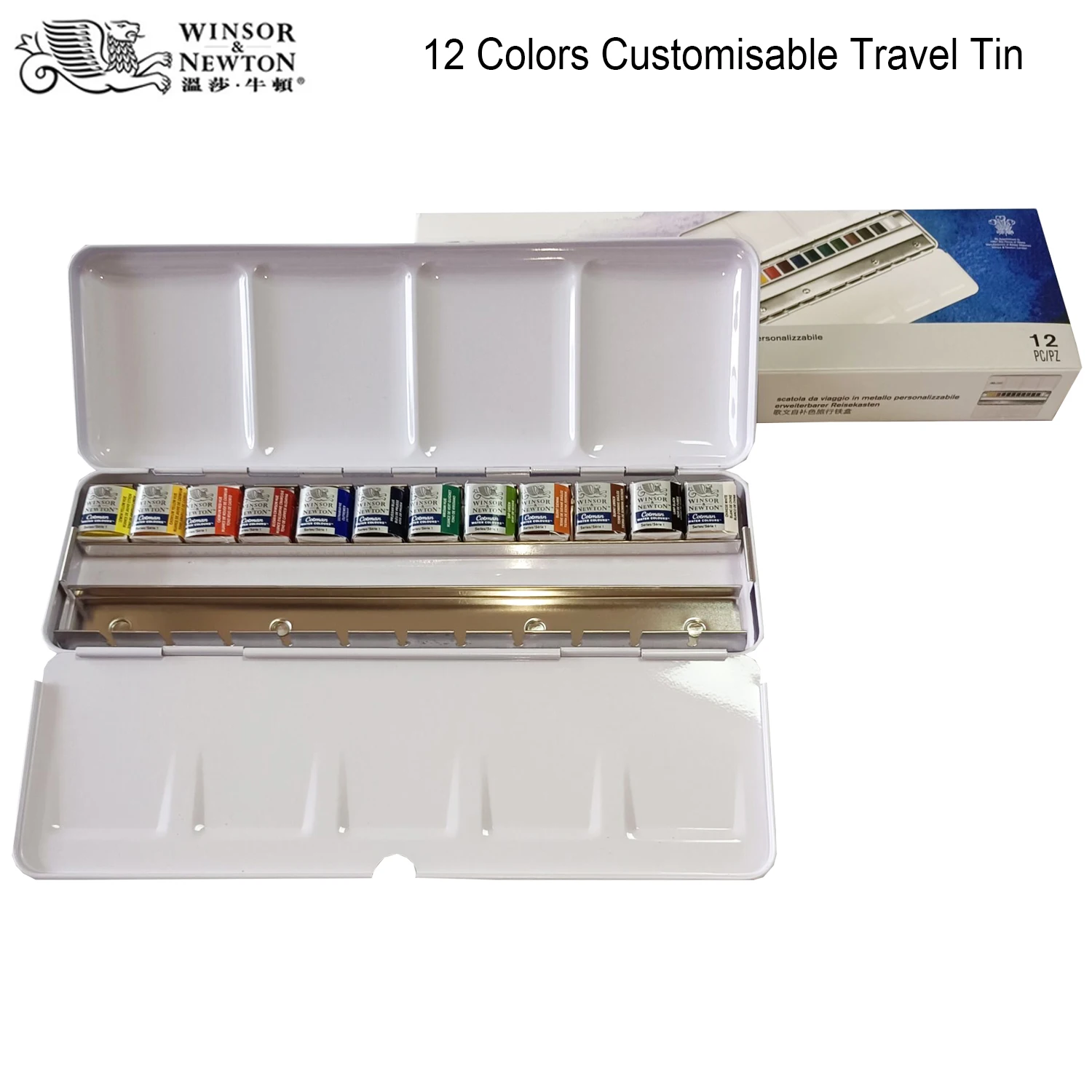 Winsor&Nowton Cotman 12/24 colors Solid Watercolor Paints Professional Pigment tin packing Art Supplies