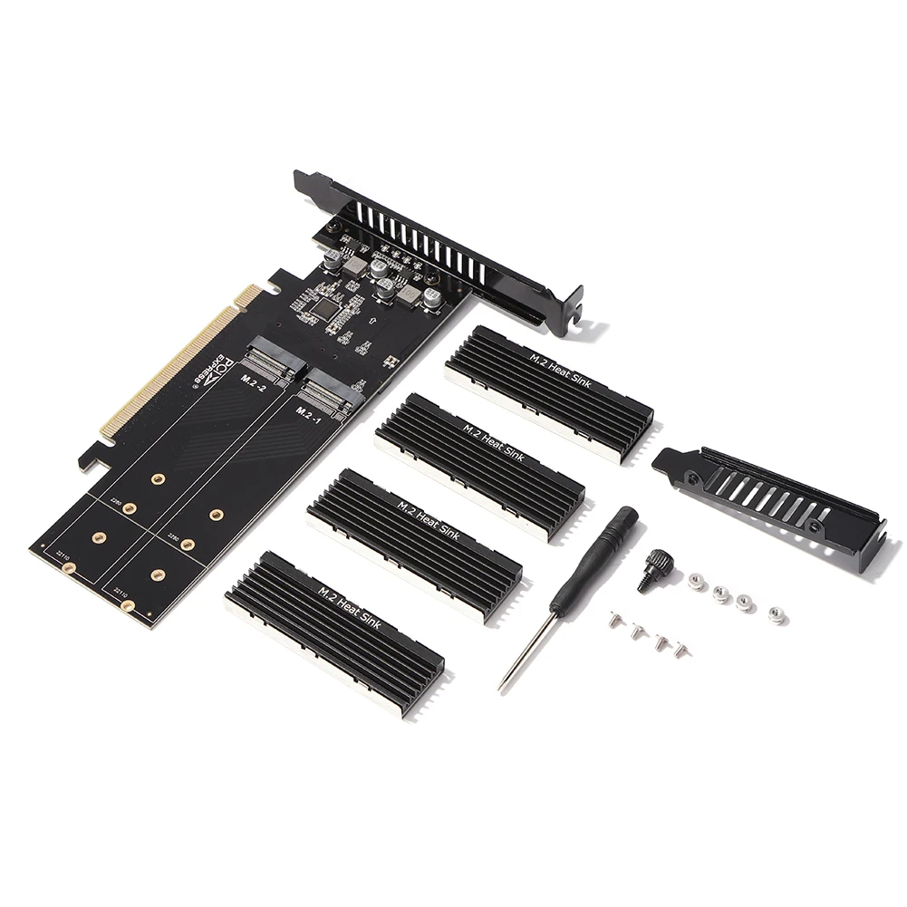 Carte adaptateur PCIe vers M2, PCIE X16 4 ports M2 NVcloser M Key SSD, carte d\'extension M.2 PCI Express X16, adaptateur VROC RAID 6 000 cartes Chia