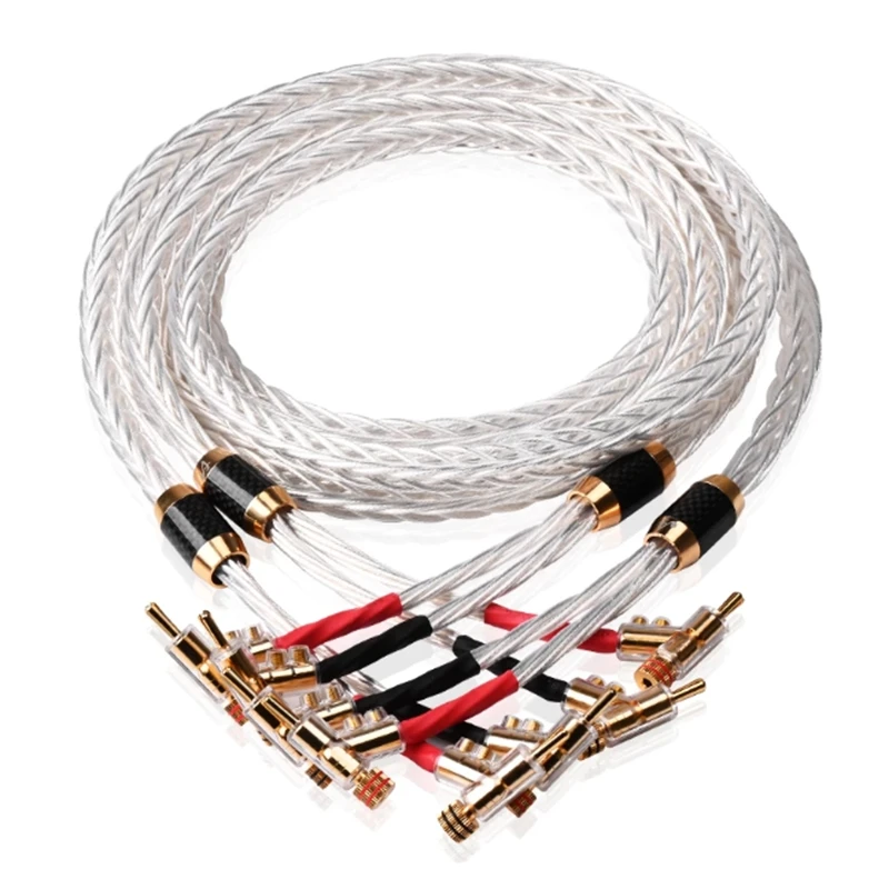 Silver-plated Hifi Speaker Cable Hi-end OCC Silver Self-locking Banana Speaker Wire for Speaker