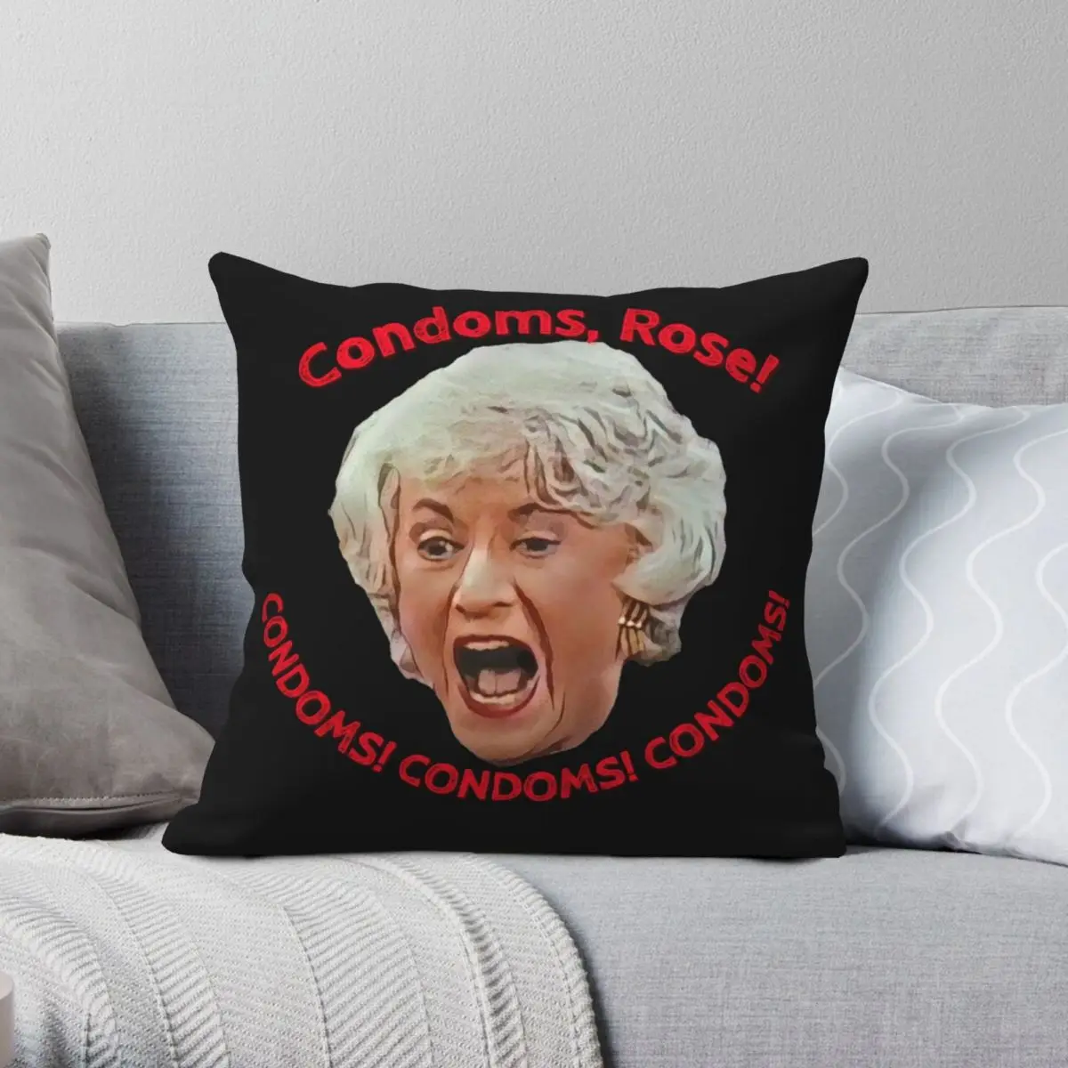 Golden Girls- Condoms Rose Square Pillowcase Polyester Linen Velvet Pattern Zip Decor Bed Cushion Cover 45x45