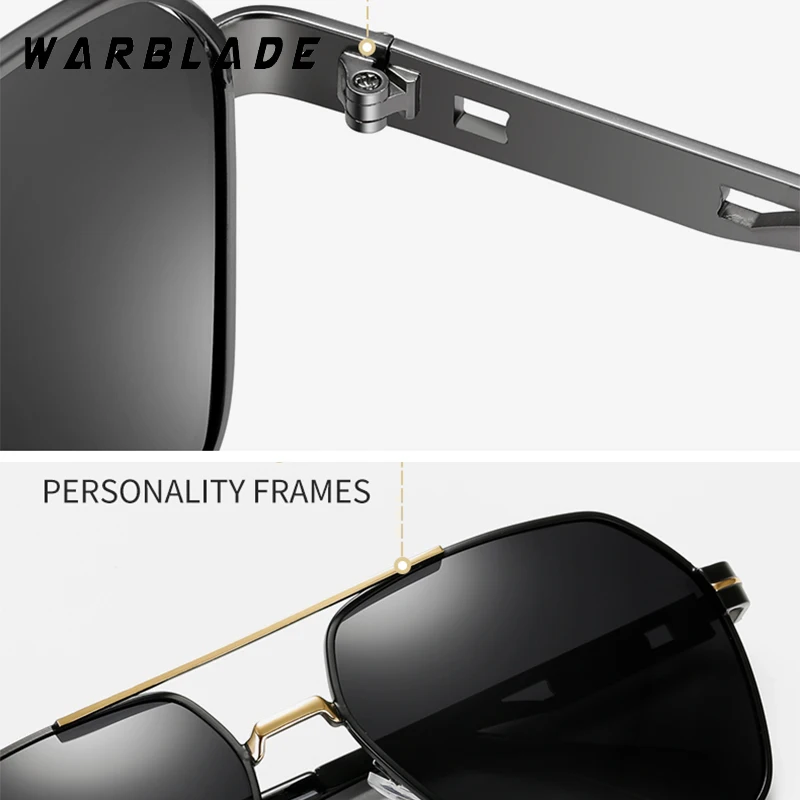 WarBLade Men's Polarized Sunglasses Brand Designer Pilot Male Metal Frame Sun Glasses Driving Goggles For Men UV High Quality