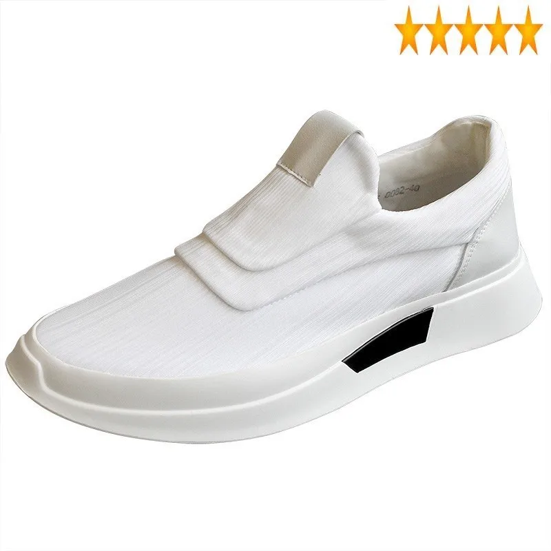 Trắng Slip-On Giày Nam Giày Thoáng Khí Thời Trang Mùa Thu Nền Tảng Quần Jogger Espadrille Nam Đi Giày