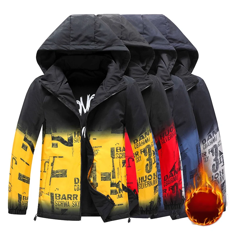 Men Jacket Double-Sided Wear Spring Autumn Outdoor Sport Casual Parkas Jacket Hooded Casual Gradient Tooling Oute Mens Clothing