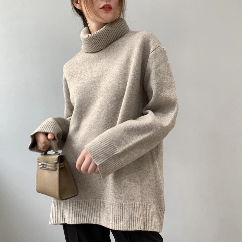 Winter Sweater 2021 Korean Version Of The Solid Color Thick Sweater Female Sweater Alpaca Long Sleeve