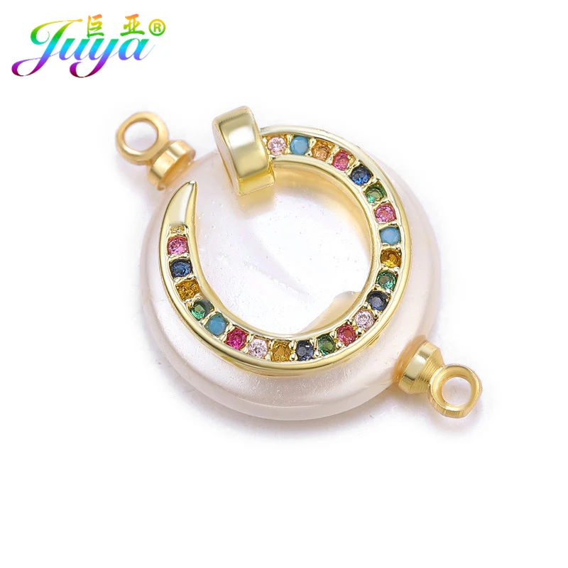 Juya DIY Connectors Supplies Cubic Zirconia Charms Shell Pearls Connectors Accessories For Women Earrings Bracelet Making