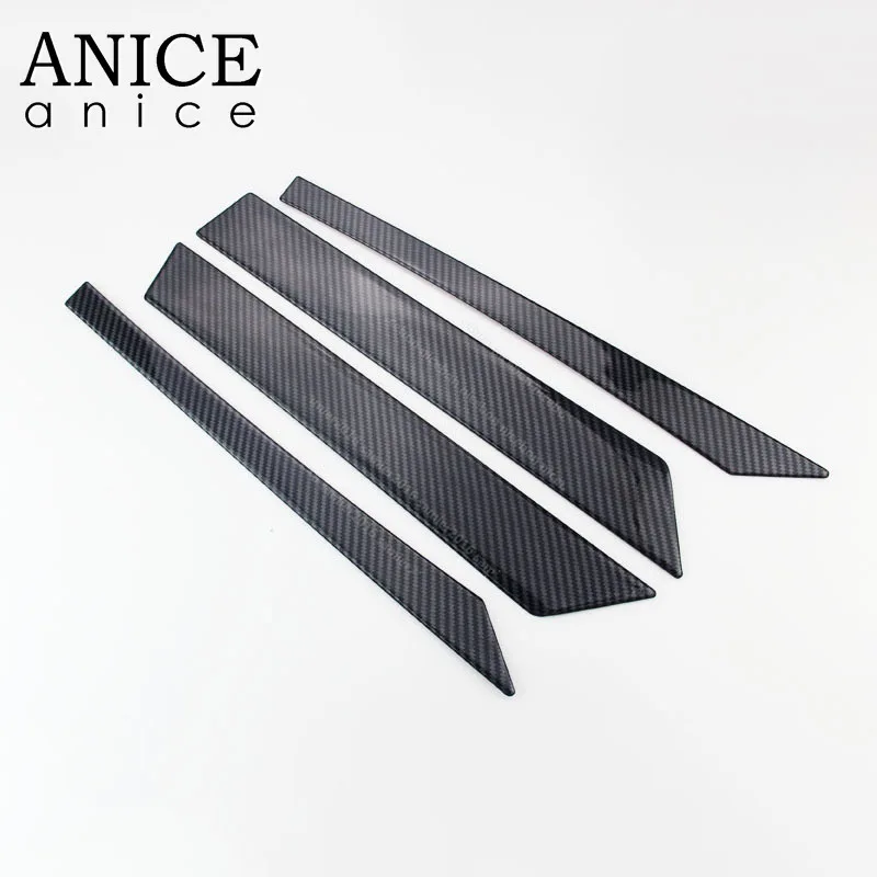 4PC Carbon Fiber Color Stainless Steel Door Armrest Decorator Stripe Cover Trim Fit for Ford Focus MK3 2012-2018 RS ST