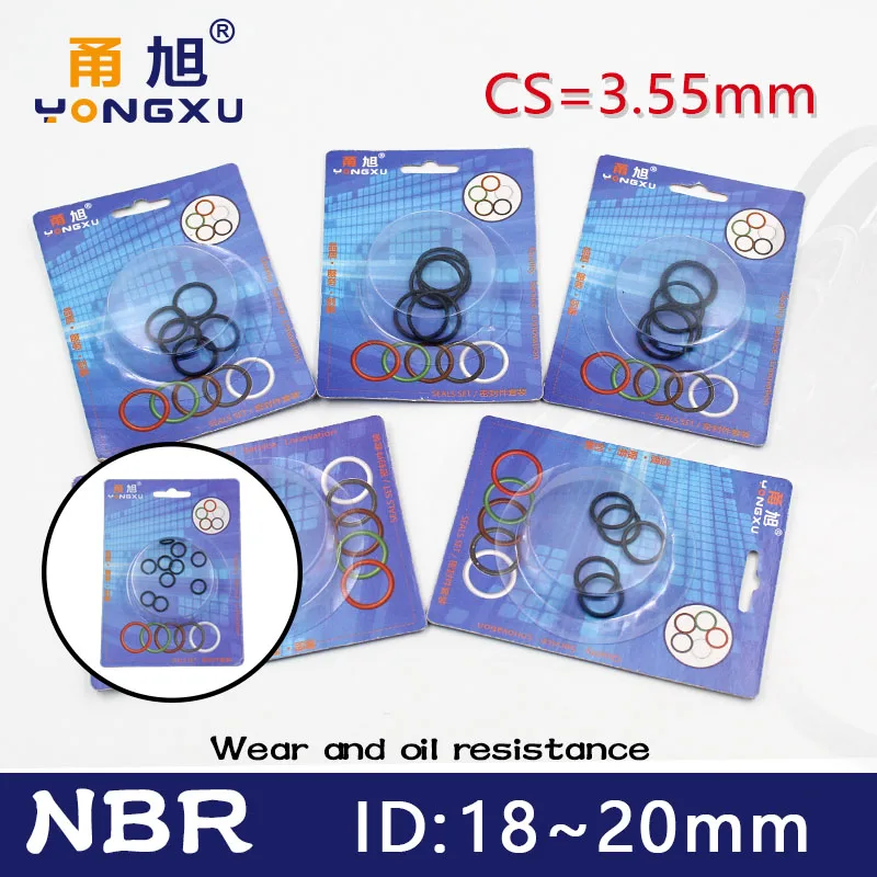 

Rubber Ring Black NBR Sealing O-Ring thickness CS 3.55mm ID 18/19/20mm Waterproof oil resistance Boxed nitrile rubber Gasket