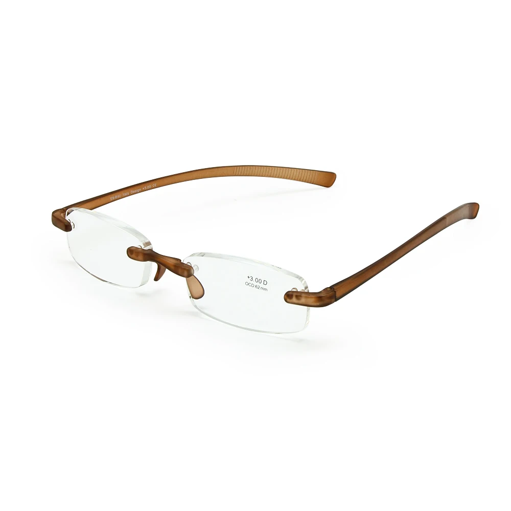 

Rimless Optics Reading Glasses, Flexible Presbyopia Glasses, Ultra Light TR90 temple Bendable Pocket Reader Men Women