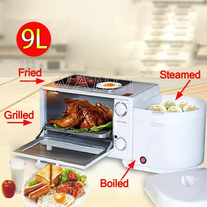 

HDL-90811 Four-in-one Breakfast Machine Home Multi-function Steamed Egg Cooker Toaster Oven Kitchen Baking Appliances 220V 1600W