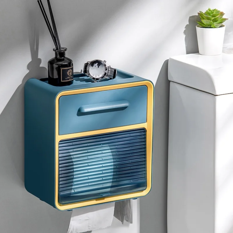 

Toilet Tissue Box Punch-Free Waterproof Wall-Mounted Toilet Paper Rack Toilet Paper Holder