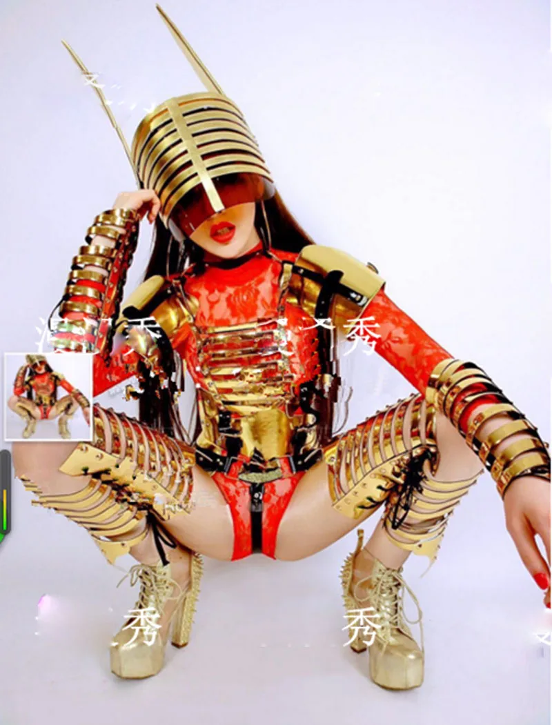

Space Technology Golden Silver Mirror Future Warrior Dance Team Singer Show Costume cosplay party costumes Catlwalk model cloth