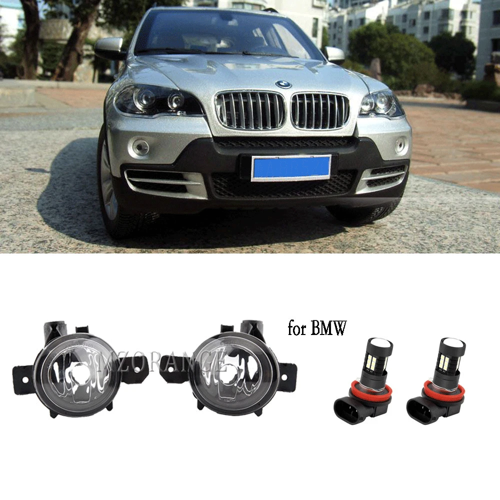 Fog Lights LED for BMW X5 E70 2007 2008 2009 2010 E82 E87 E88 Headlight Fog Lamp Cover Grill Bezel Frame Foglights Driving Lamp