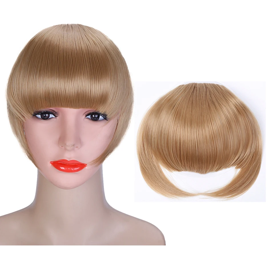 MANWEI Synthetic Black Brown Blonde Fake Fringe Clip In Bangs Hair Extensions With High Temperature Synthetic Fiber