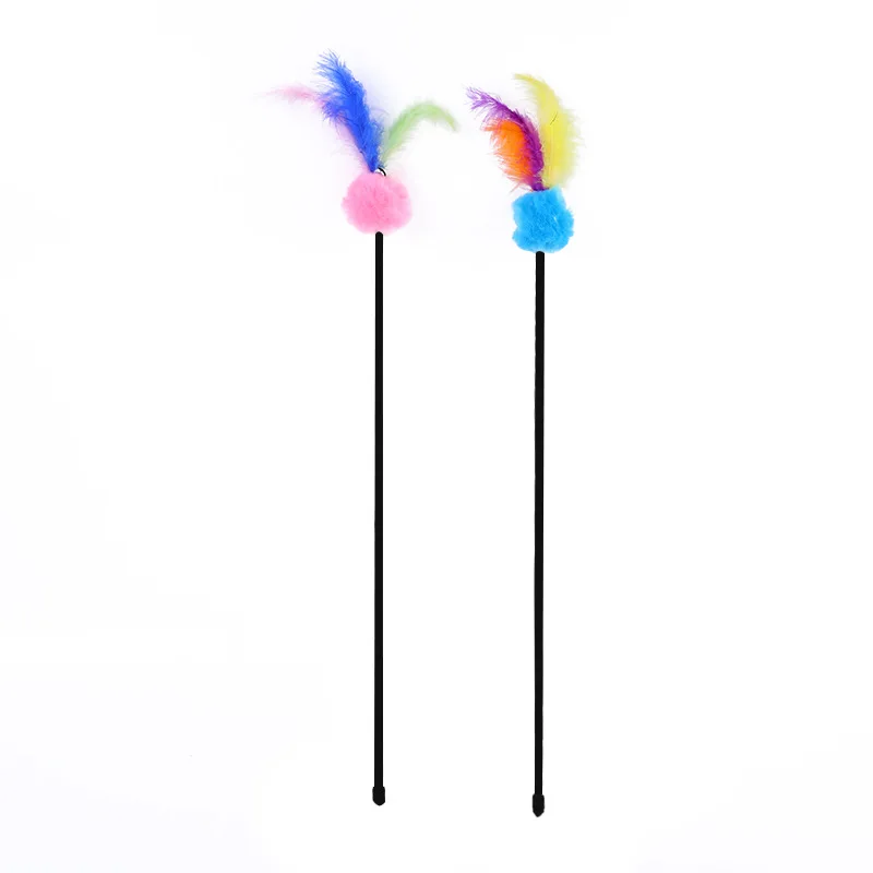 5 stücke Lustige Kätzchen Katze Teaser Interaktive Spielzeug Stange mit Glocke und Feder Spielzeug Für Haustier Katzen Stick Draht Chaser Zauberstab spielzeug Zufällige Farbe – Detail 32