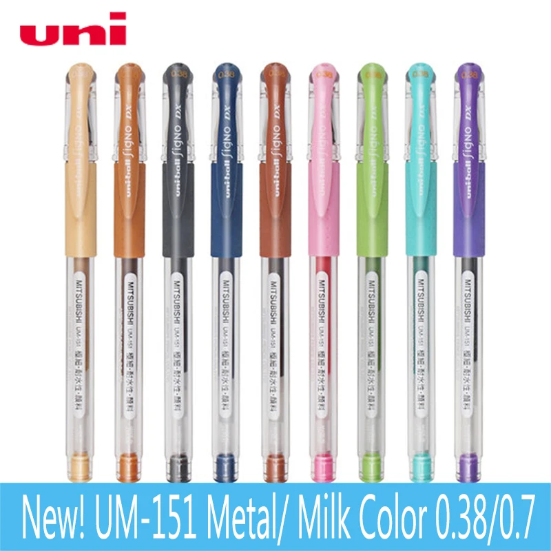 

New! Uni UM-151 Signo Colorful Gel Pen Metallic Milk Color 1pcs 0.7mm Student Hand-painted Decoration Handmade Daily Writing