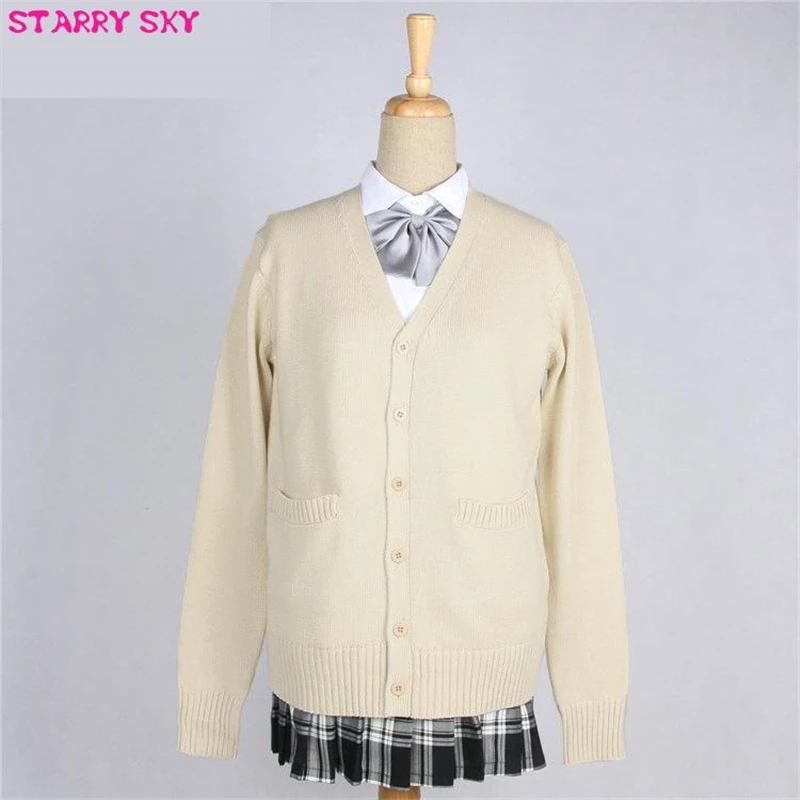 Japanese V-neck Long Sleeve Cardigan Thickned Autumn Winter Students Uniform Jk Cos Girls Women High School Sweaters 10 Colors