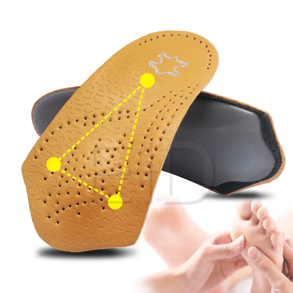 EiD Leather Orthopedic Insoles Orthotics Health Sole Pad For Flat Foot  Heel Pain Arch Support Man Woman Shoe insole sole Insert