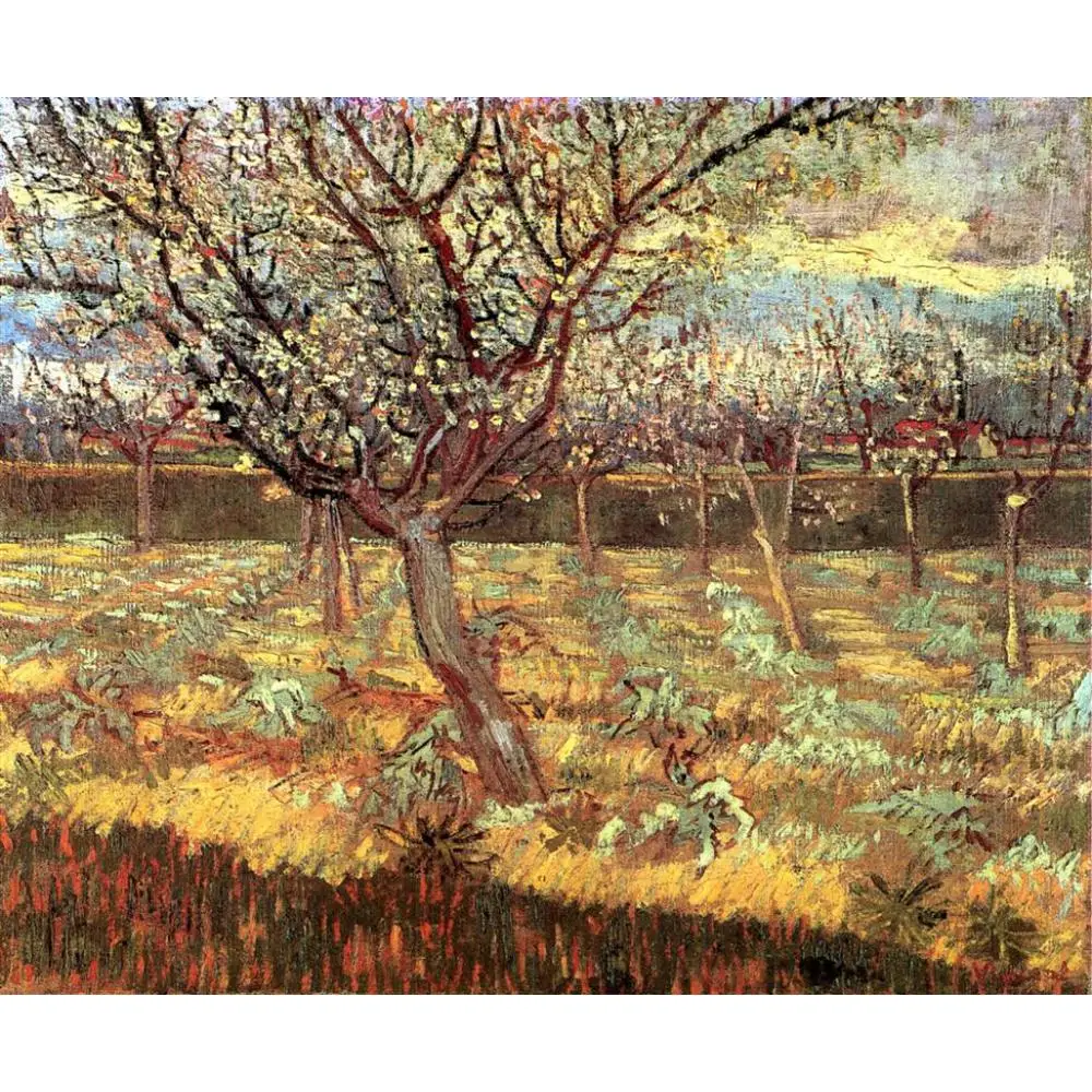 

Canvas Art Painting Vincent Van Gogh Apricot Trees in Blossom Reproduction High Quality Handmade Oil Artwork for Wall Decor