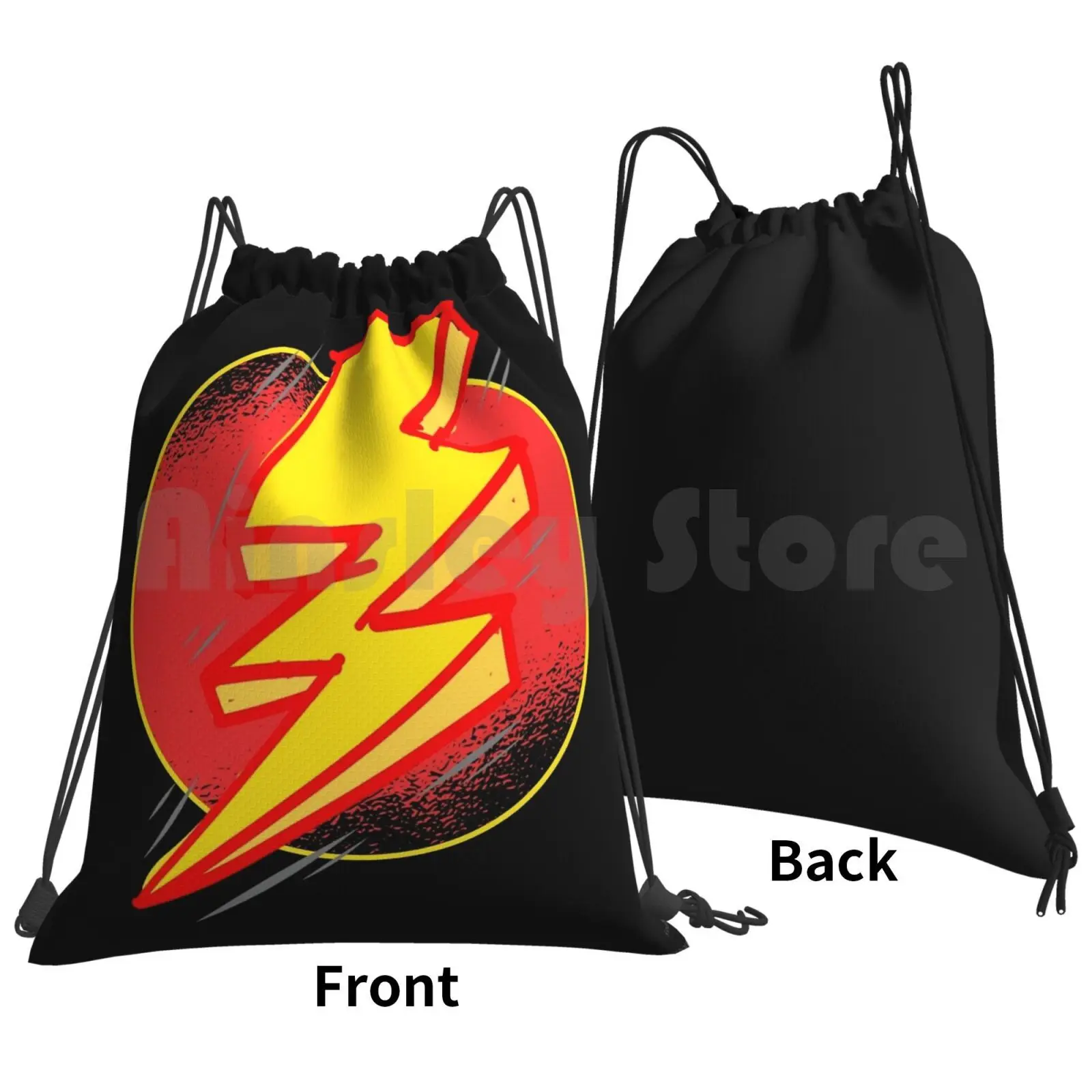 Lightening Bolt-Super Hero Backpack Drawstring Bag Riding Climbing Gym Bag Comedy Bolt Villian Flash Shazam Movie Superhero