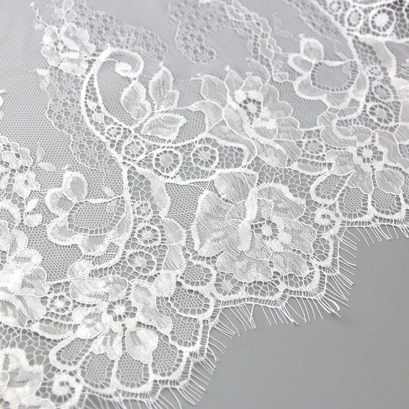 (3meters) 28cm Width Fashion High Quality Handmade DIY Black White Eyelash Lace Trimming fabric