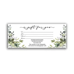Green Greenery Gift Card, Personalized Gift Certificate, Business Stationery, Voucher
