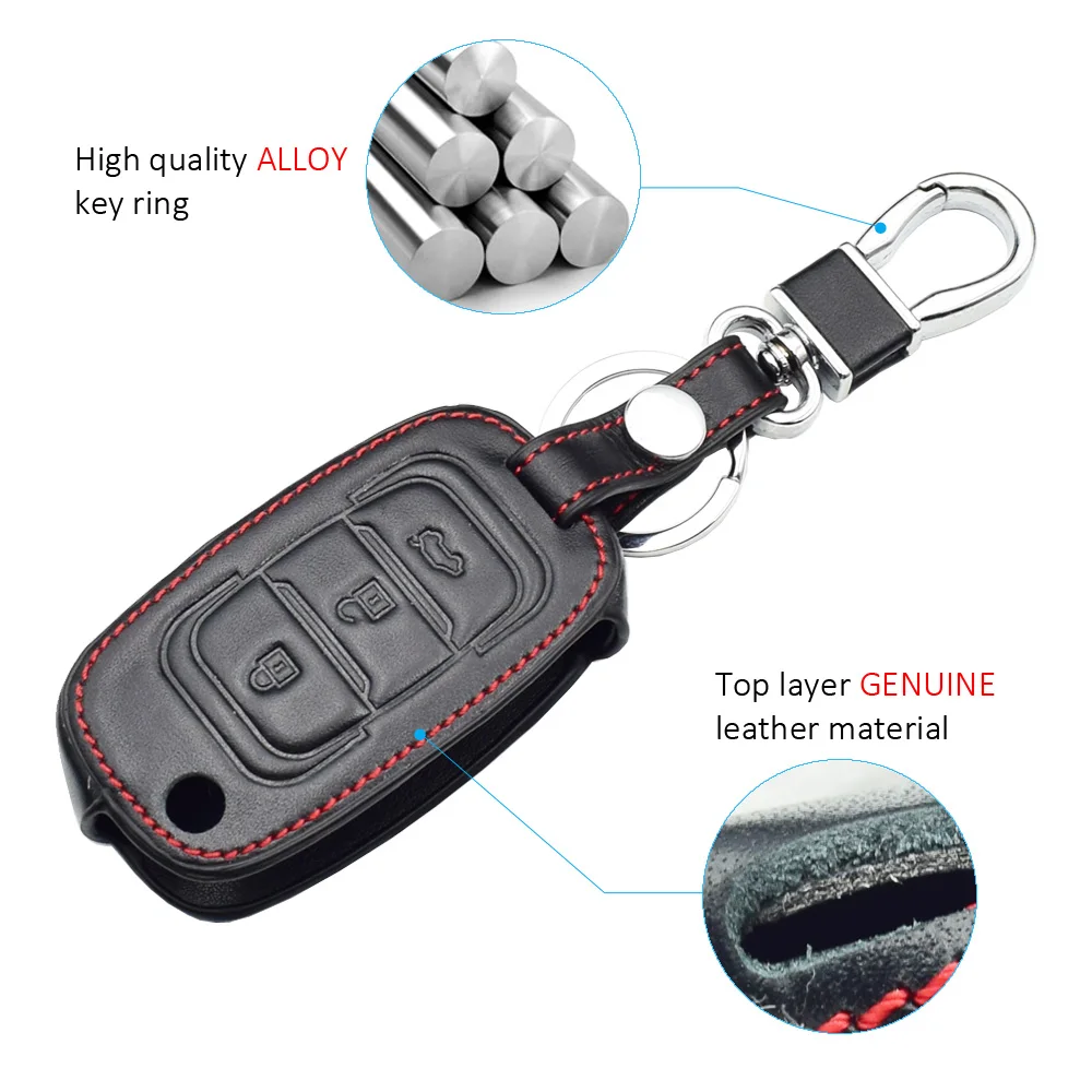 ATOBABI Leather Car Key Cases Jacket For Lifan X70 3 Buttons Folding Keychain Holder Remote Control Fobs Shell Protector Cover