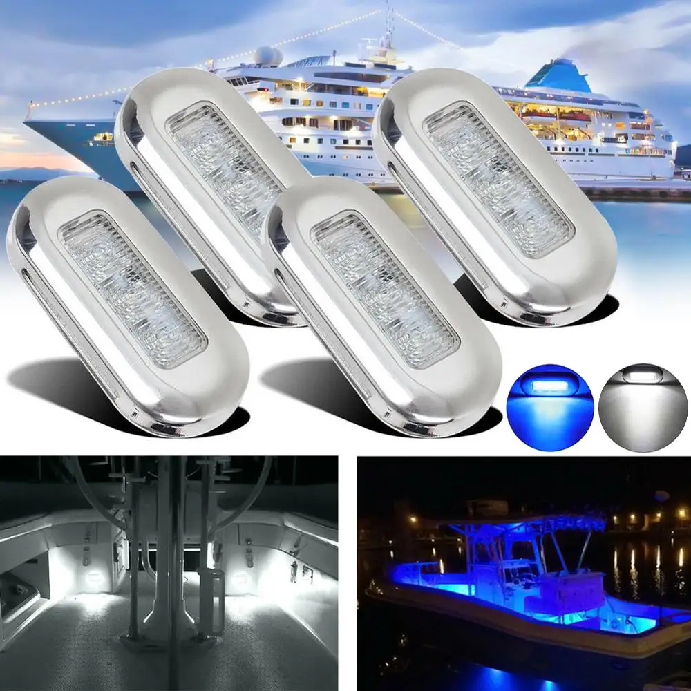 4Pcs Boat Courtesy Lights Stair Deck Transom LED Stern Light Waterproof Boat Indicator Turn Signal Tail Lamp Yacht Marine Lights