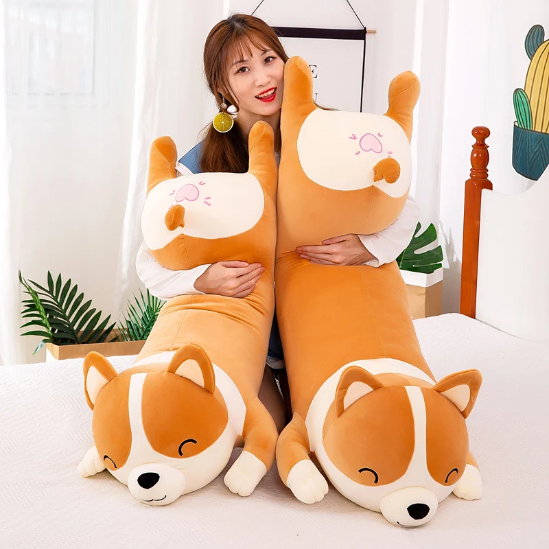 

60-120cm Stuffed Soft Down Cotton Animal Kids Toys Giant Cute Corgi Dog Plush Pillows Kawaii Shiba Inu Dolls for Children Gift