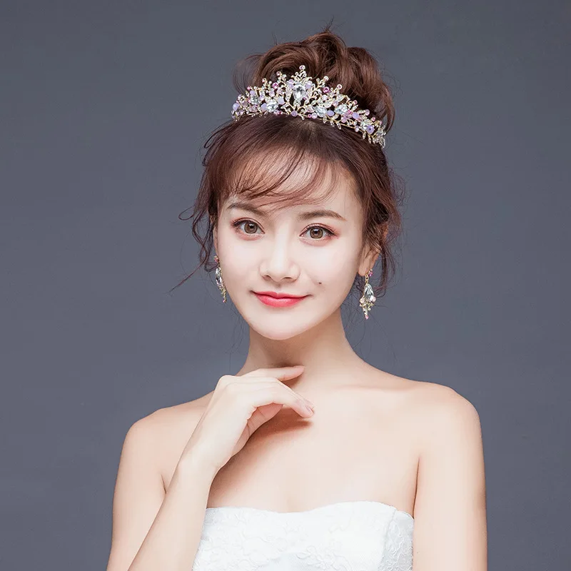 Hàng Mới Về Đầu Vàng Hồng Trang Sức Tiara Phụ Kiện Tóc Cưới Adorno Pelo Novia SQ0257