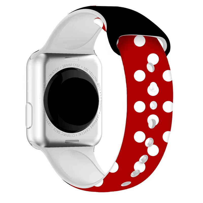 Correa de silicona para Apple Watch Series 6, 5, 4, 3, 2, 1, funda de marco de ratón de dibujos animados para IWatch de 44mm, 40mm, 38mm, 42mm, correa de muñeca de Minnie