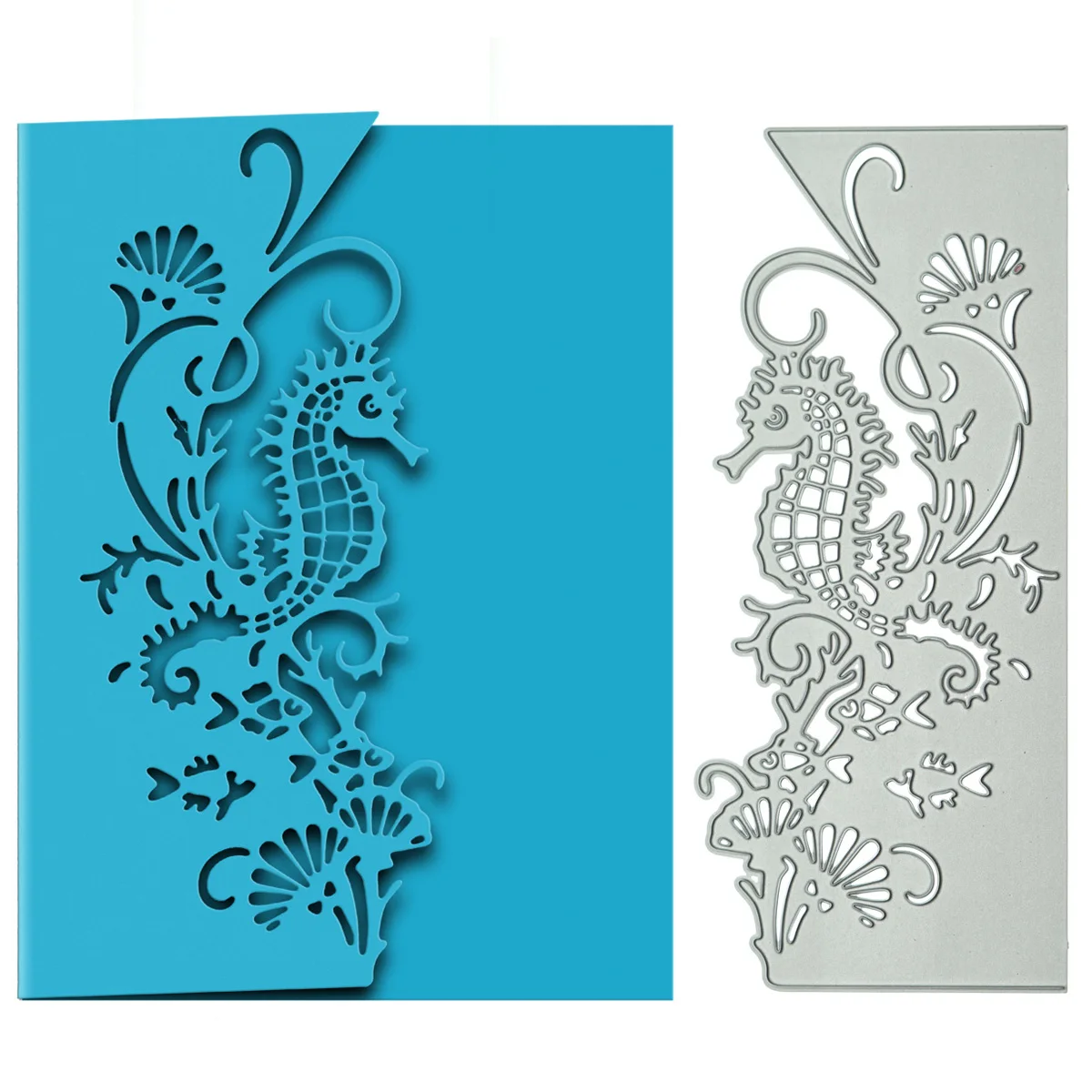 

Seahorse Hippocampus Pattern Card Edge Cutting Dies For Scrapbooking Metal Cutter Mold Handcraft Invitation Card Punch Stencil