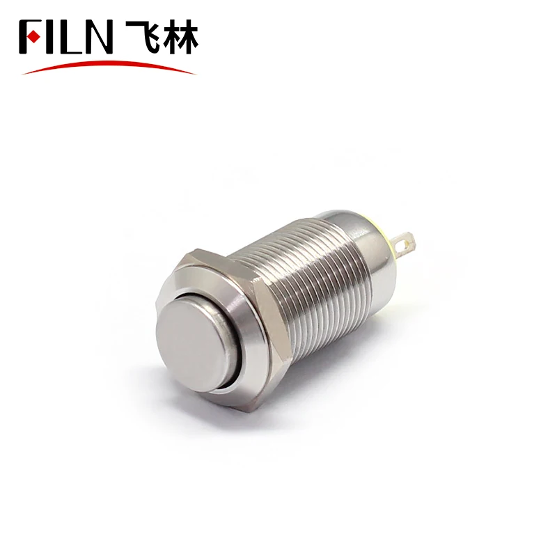 FILN 12mm High head Momentary Latching without light stainless steel Push Button Switch