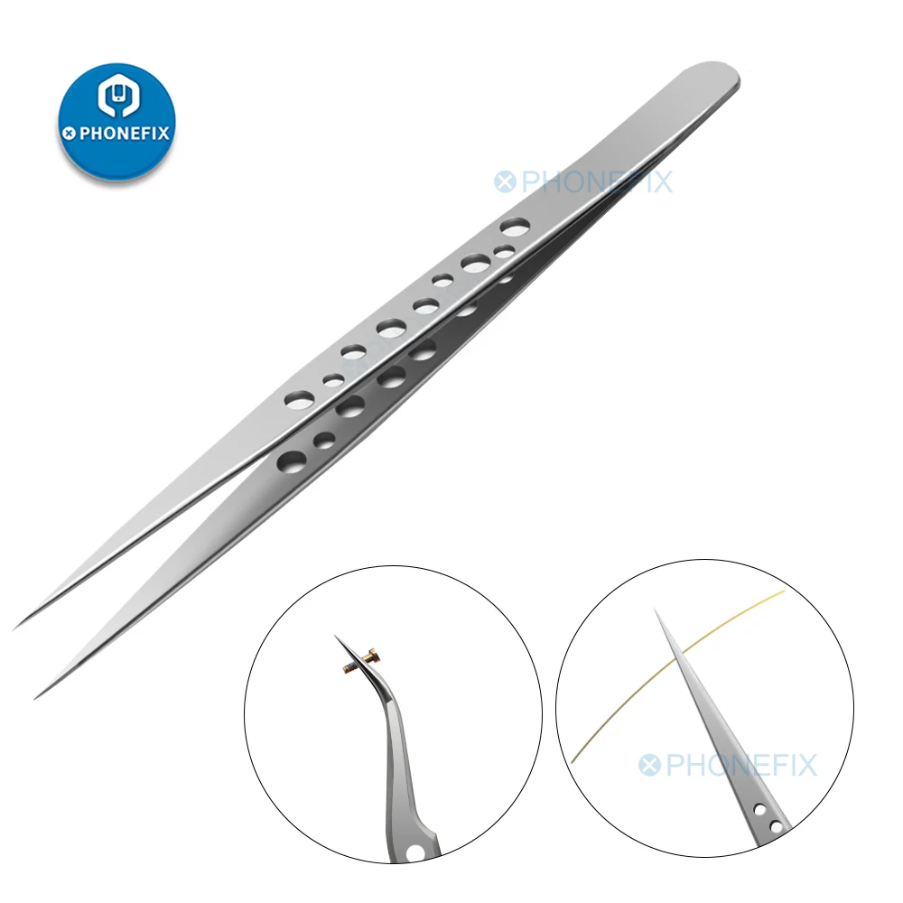 Điện Tử Công Nghiệp Nhíp Chống Tĩnh Điện Cong Thẳng Đầu Độ Chính Xác Kẹp Thép Không Gỉ Nhíp Sửa Chữa Điện Thoại Dụng Cụ Cầm Tay
