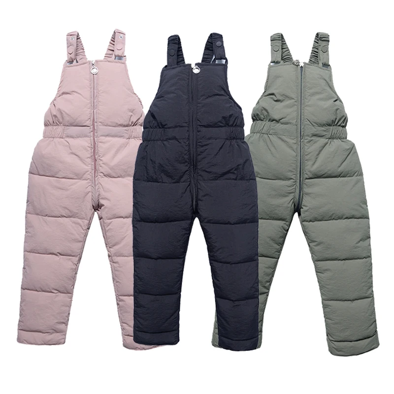 Winter Children Warm Overalls Autumn Girls Boys Thick Pants Baby Girl Jumpsuit For 1-5 Years High Quality Kids Ski Down Overalls