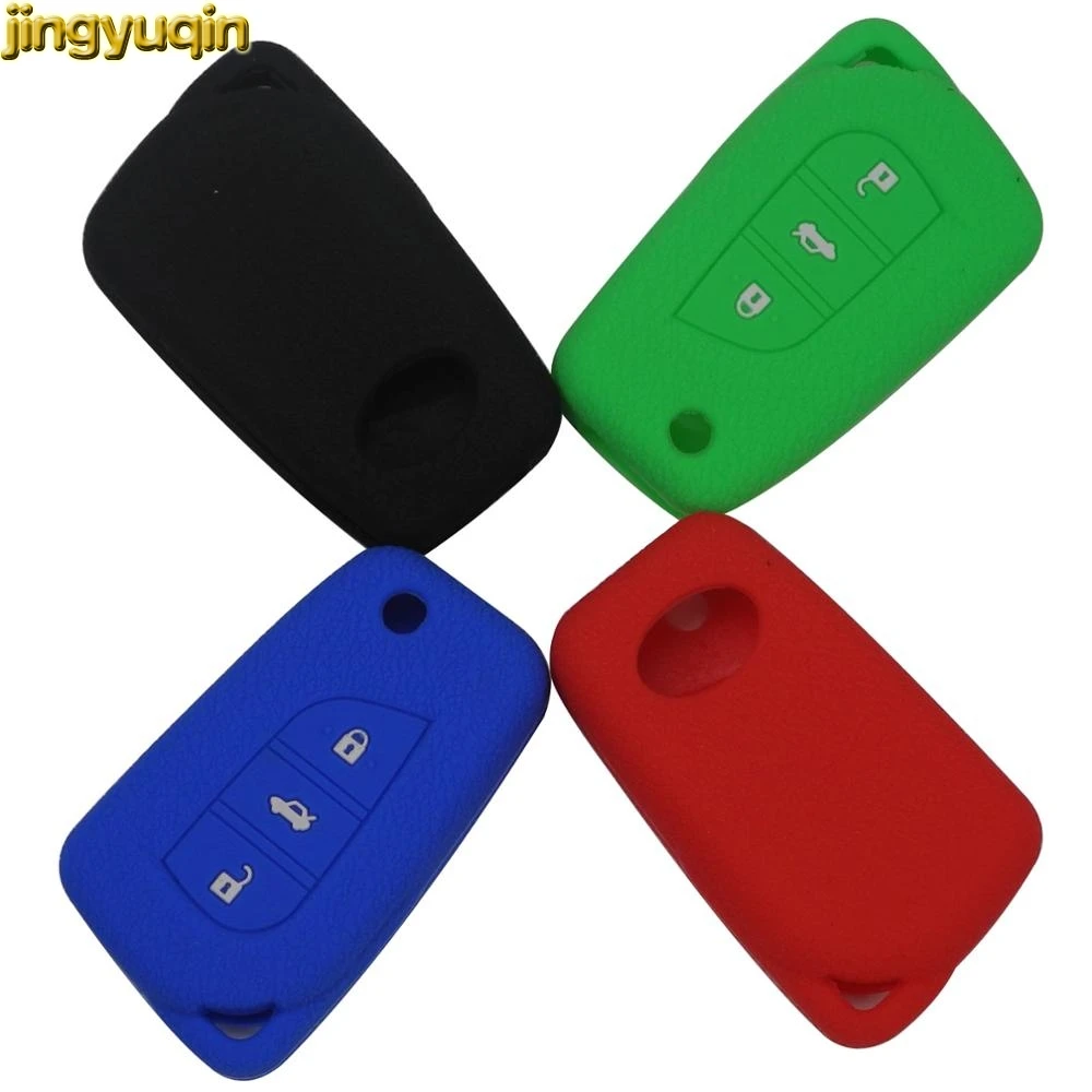 

Jingyuqin 80PCS Remote Car Key Silicone Cover Case For Toyota Camry Highlander Corolla Prado Reiz Crown RAV4 3 Buttons Fob