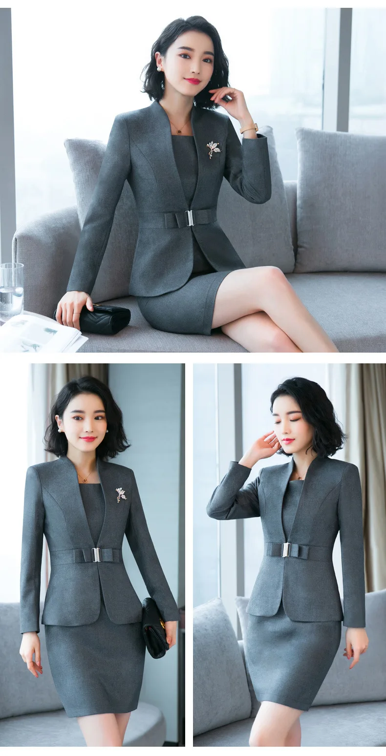 Vestido da senhora do escritório ternos de trabalho de negócios do sexo  feminino 2 peça vestido e blazer conjunto feminino jaqueta formal terno  outono 2022 roupas femininas - AliExpress, image size:790x1548