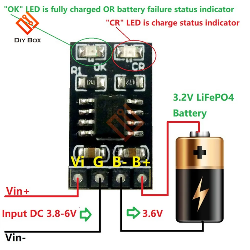 Dedykowany moduł ładowarki do akumulatorów LiFePO4 3.2V 3.6V 1A CV/ CC z ochroną przeciwprzepięciową automatyczne ładowanie modów o niskiej mocy